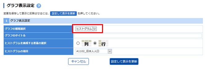 グラフ表示設定（ヒストグラム）