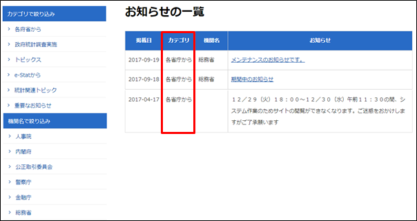 各府省等からのお知らせ