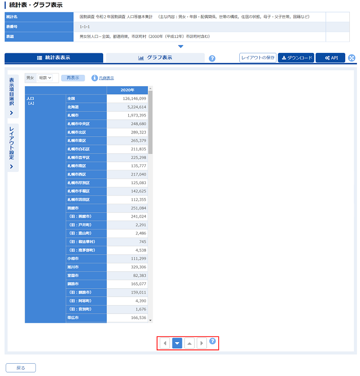 表示範囲の移動ボタンの配置箇所