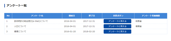 実施中のアンケートがある場合